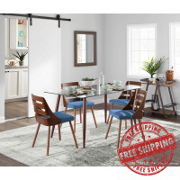 Lumisource B30-COSNIR WLGY2 Cosini Mid-century Modern Barstool with Swivel in Walnut and Grey Fabric - Set of 2